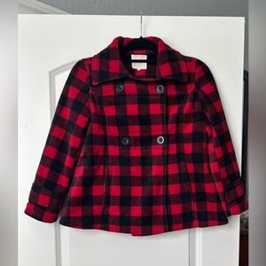 Copper key kids Red and Black Plaid fleece Peacoat sz 10/12